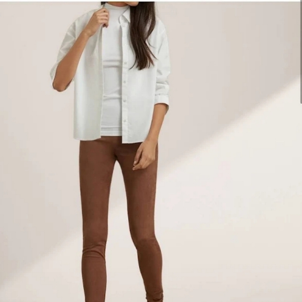 Aritzia Wilfred Faux Suede Tan Leggings EUC